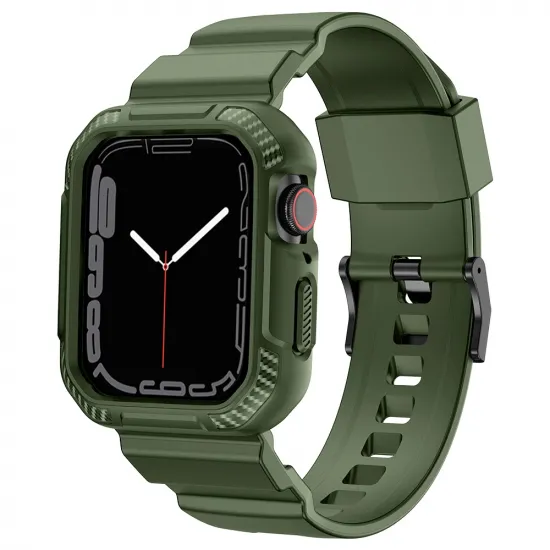 Kingxbar CYF537 2in1 armored case for Apple Watch SE, 9, 8, 7, 6, 5, 4, 3, 2, 1 (45, 44, 42 mm) with strap green