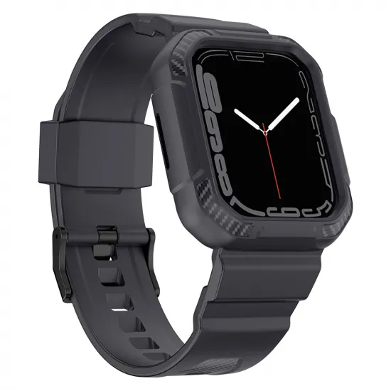 Kingxbar CYF106 2in1 armored case for Apple Watch SE, 9, 8, 7, 6, 5, 4, 3, 2, 1 (41, 40, 38 mm) with strap gray