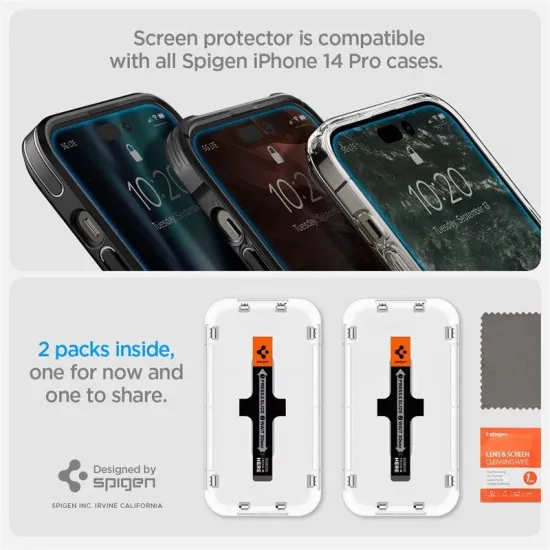 Tempered glass for iPhone 14 Pro Max with Spigen Glas.tR EZ FIT applicator (2 pcs.)