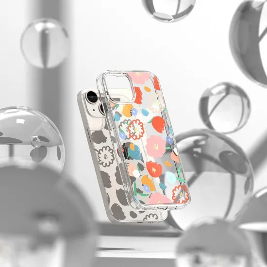 Ringke Fusion Design Armored Sleeve Cover with Gel Frame for iPhone 14 Plus transparent (Floral) (FD637E31)