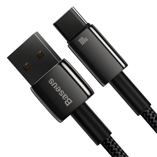 Baseus Tungsten Gold Kabel USB-A - USB-C 480Mb/s 100W 1m schwarz (CAWJ000001)