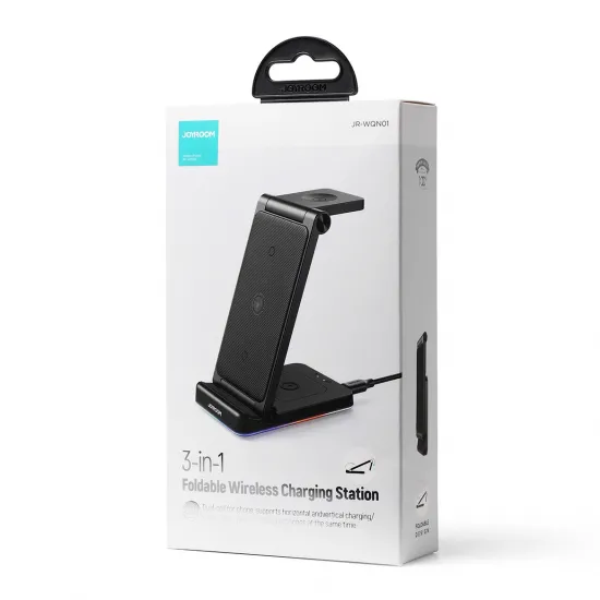 Joyroom 3in1 induction charger for Apple devices - iPhone, Apple Watch, Airpods (up to 15W) stand stand black (JR-WQN01)