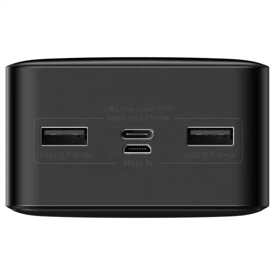Baseus Bipow power bank with display 30000mAh 15W black (Overseas Edition) + USB-A - Micro USB cable 0.25m black (PPBD050201)