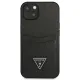 Guess GUHCP13SPSATPK iPhone 13 mini 5,4 &quot;schwarz / schwarzes Hardcase SaffianoTriangle Logo Cardslot