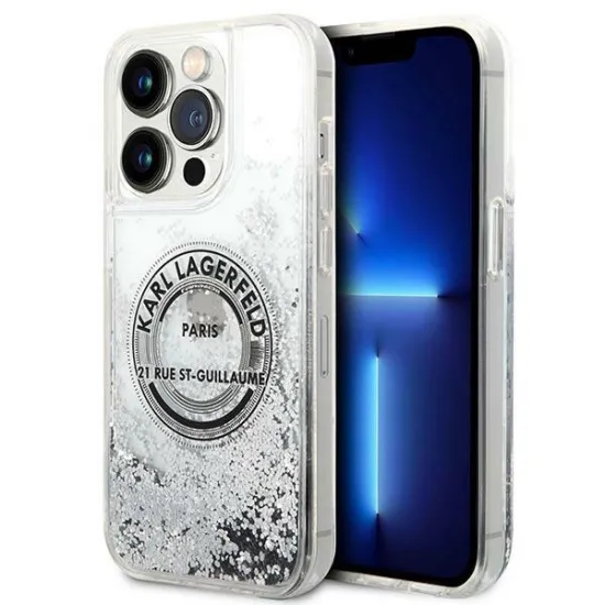 Karl Lagerfeld KLHCP14XLCRSGRS iPhone 14 Pro Max 6,7" Silber / Silber Hardcase Liquid Glitter RSG