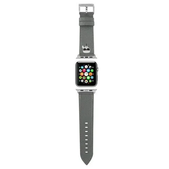 Karl Lagerfeld KLAWLOKHG Apple Watch Strap 42/44 / 45mm silver / silver strap Saffiano Karl Heads