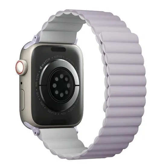 UNIQ pasek Revix Apple Watch Series 4/5/6/7/8/SE/SE2/Ultra 42/44/45mm. Reversible Magnetic lilak-biały/lilac-white
