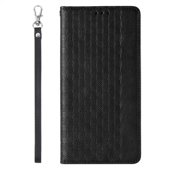 Magnet Strap Case for Samsung Galaxy S23+ Flip Wallet Mini Lanyard Stand Black