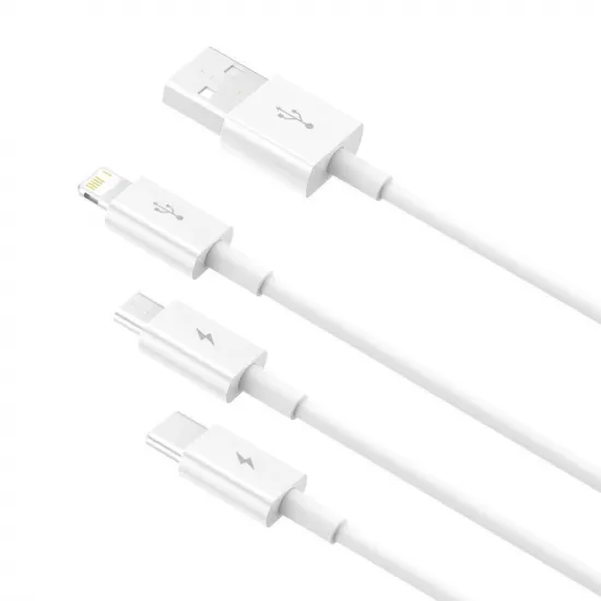 [RETURNED ITEM] Baseus Superior 3in1 USB cable - Lightning / USB Type C / micro USB 3.5 A 1.5 m White (CAMLTYS-02)
