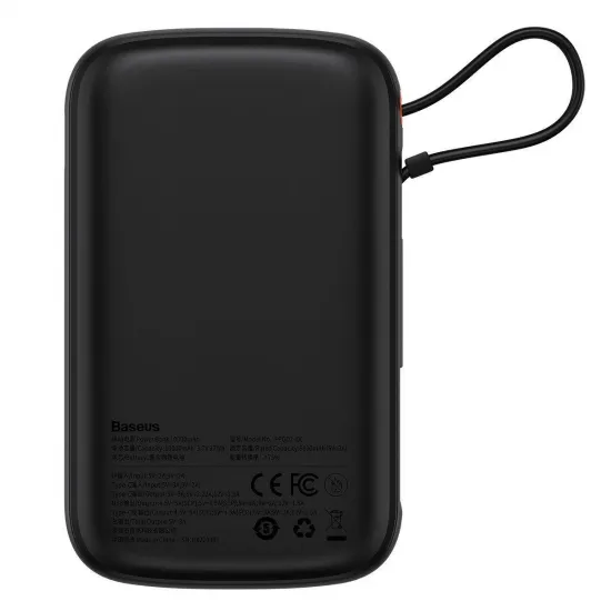 Baseus Qpow Digital Display powerbank with fast charging 10000mAh 22.5W QC/PD/SCP/FCP with built-in USB-C cable black