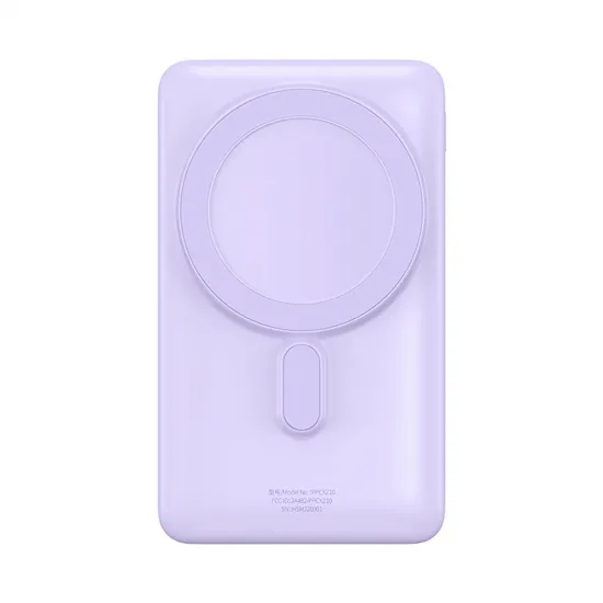 Baseus Magnetic Bracket Wireless Fast Charge Power Bank 10000mAh 20W Purple（With Xiaobai series fast charging Cable Type-C to Type-C 60W(20V/3A) 50cm White）