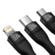 [RETURNED ITEM] Baseus Flash Series II USB Type C / USB Type A cable - USB Type C / Lightning / micro USB 100 W 1.2 m black (CASS030101)
