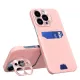 Leather Stand Case for iPhone 14 Pro Card Wallet Cover with Stand Pink