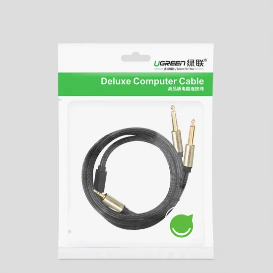 Ugreen cable audio cable mini jack 3.5 mm - 2 x jack 6.35 mm 1m gray (AV126)