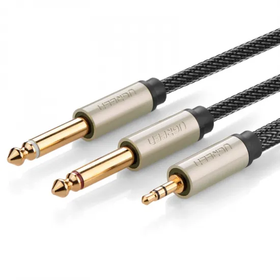 Ugreen Kabel Audiokabel Miniklinke 3,5 mm - 2 x Klinke 6,35 mm 2m grau (AV126)