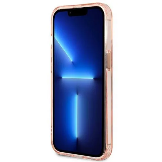 Guess GUHMP13LHTCMP iPhone 13 Pro / 13 6.1&quot; pink/pink hard case Gold Outline Translucent MagSafe