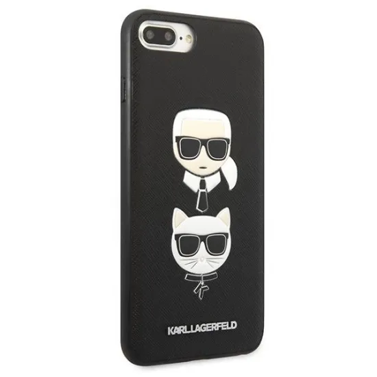 Karl Lagerfeld Saffiano Karl&amp;Choupette Head Case für iPhone 7 Plus / iPhone 8 Plus – Schwarz