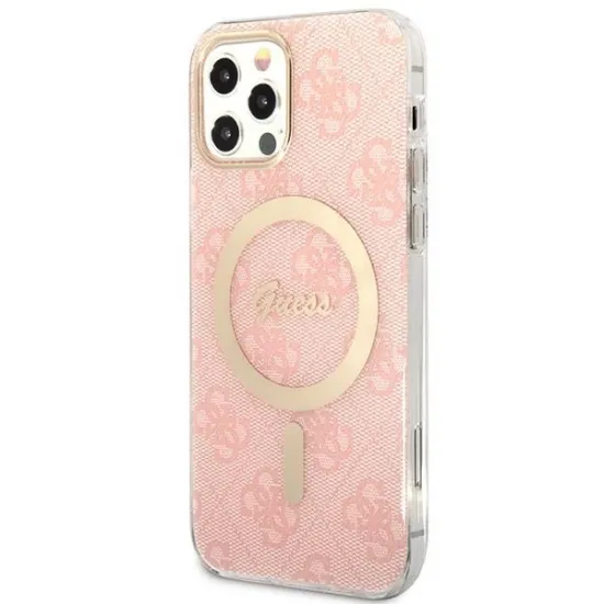 Set Guess GUBPP12MH4EACSP Case+ Charger iPhone 12/12 Pro pink/pink hard case 4G Print MagSafe