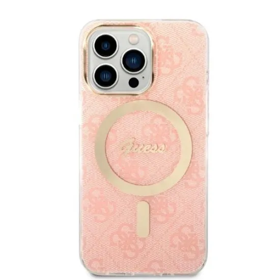 Set Guess GUBPP13LH4EACSP Case+ Charger iPhone 13 Pro pink/pink hard case 4G Print MagSafe