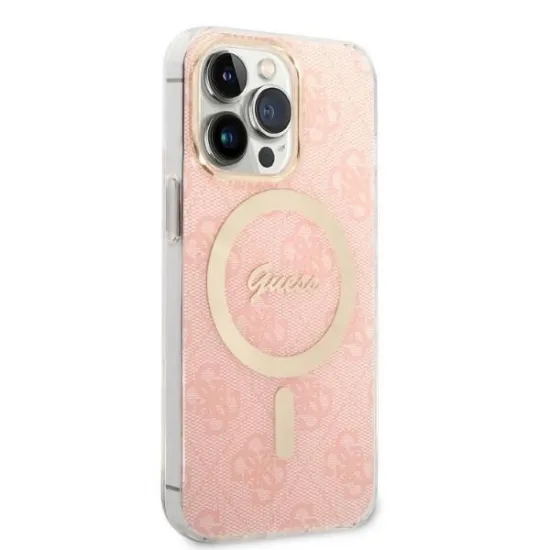 Set Guess GUBPP13LH4EACSP Case+ Charger iPhone 13 Pro pink/pink hard case 4G Print MagSafe