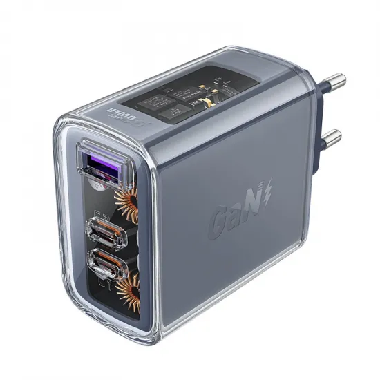 Acefast charger GaN 65W 3 ports (1xUSB, 2xUSB C) gray (A45)