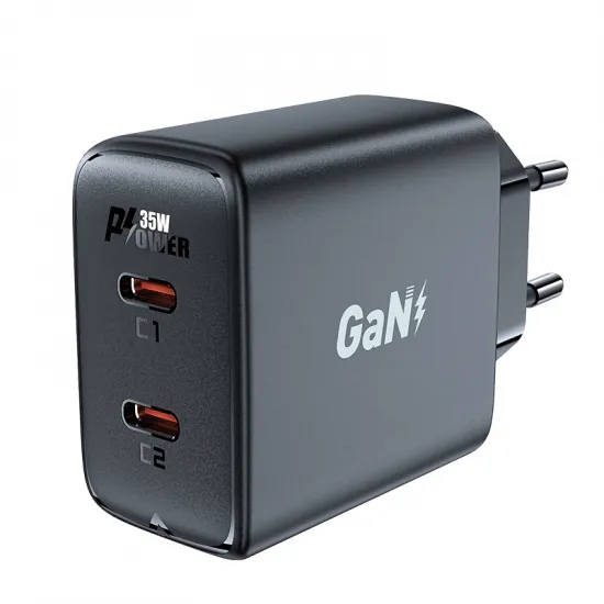 Fast charger GaN 35W PD 2x USB C Acefast A49 - black