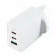 Acefast charger GaN 65W 3 ports (1xUSB, 2xUSB C PD) UK plug white (A44)