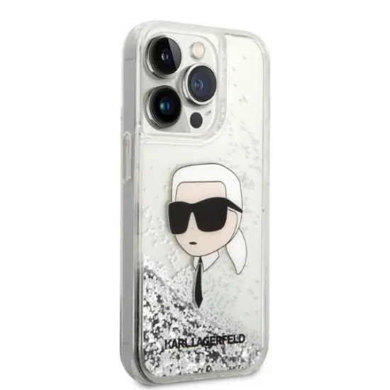 Karl Lagerfeld KLHCP14LLNKHCH iPhone 14 Pro 6.1" silver/silver hardcase Glitter Karl Head