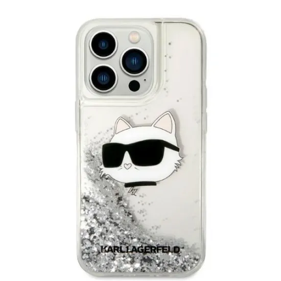 Karl Lagerfeld KLHCP14XLNHCS iPhone 14 Pro Max 6.7" silver/silver hardcase Glitter Choupette Head