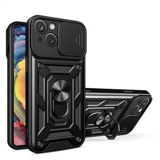 Hybrid Armor Camshield case for Realme 10 Pro armored case with camera cover black
