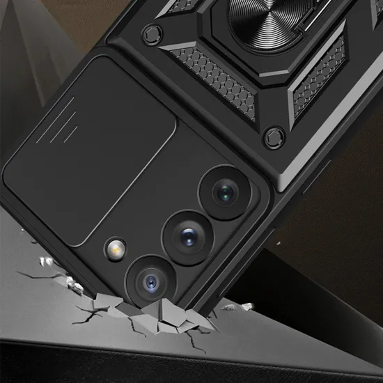 Hybrid Armor Camshield Hülle für Samsung Galaxy A54 5G gepanzerte Hülle mit Kameraabdeckung blau