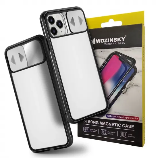 Wozinsky Magnetic Cam Slider Case Magnetic Case 360 ​​Full Cover Glass Screen Camera Protector for Huawei P40 Lite 5G Black