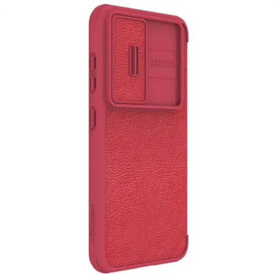 Nillkin Qin Leather Pro Case Case for Samsung Galaxy S23+ Cover with Flip Camera Protector Red