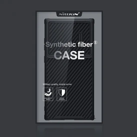 Nillkin Synthetic Fiber S Case für Samsung Galaxy S23 Ultra, Kameraabdeckung, schwarz