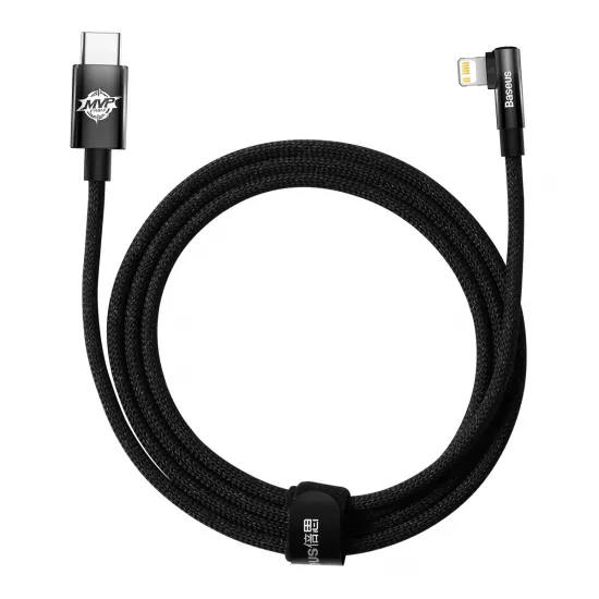 [AFTER RETURN] Baseus MVP 2 Elbow angled cable Power Delivery cable with side USB Type C / Lightning plug 2m 20W black (CAVP000301)
