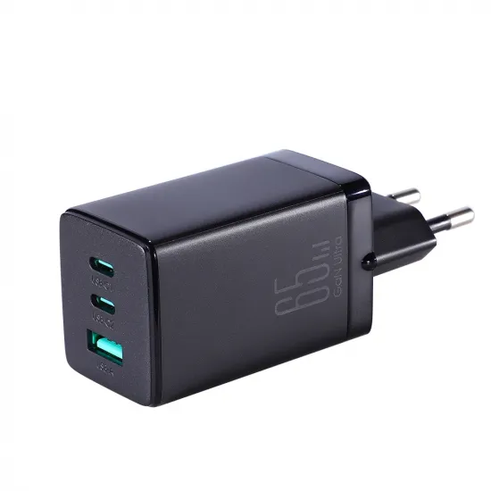 Joyroom fast GaN charger 65W USB-A, 2x USB-C black + USB-C - USB-C cable 100W 1.2m (TCG01)