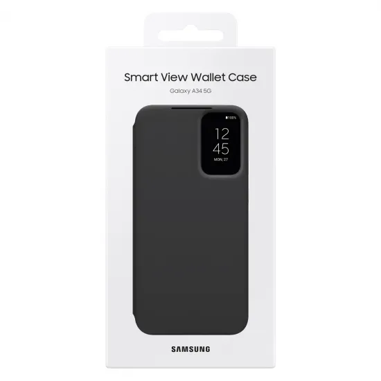 Samsung Smart View Wallet Case for Samsung Galaxy A34 5G Cover with Smart Flip Window Card Wallet Black (EF-ZA346CBEGWW)