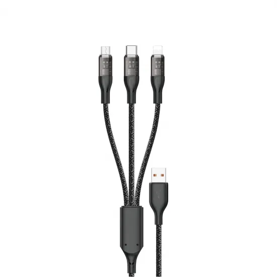 Fast charging cable 120W 1m 3in1 USB - USB-C / microUSB / Lightning Dudao L22X - silver
