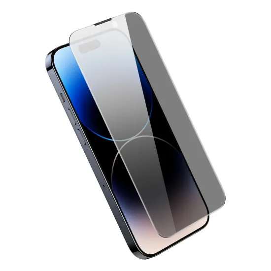 Baseus Privacy Tempered Glass For iPhone 14 Pro Max Full Screen 0.3mm Privacy Filter Anti Spy + Mounting Frame