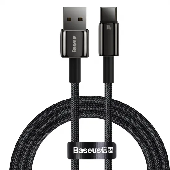 [RETURNED ITEM]  Baseus Tungsten Gold cable USB-A - USB-C 480Mb / s 100W 1m black (CAWJ000001)