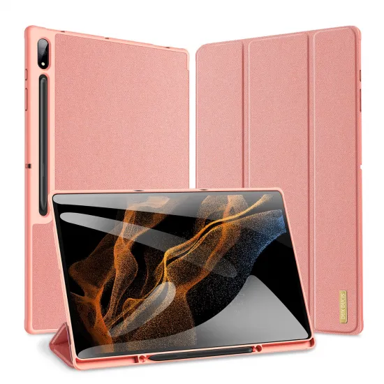 Dux Ducis Domo Foldable Cover Tablet Case with Smart Sleep Function Stand for Samsung Galaxy Tab S8 Ultra Pink