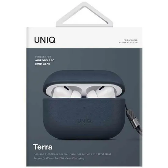 Uniq case Terra AirPods Pro 2 gen. Genuine Leather blue/space blue