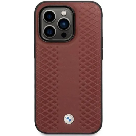 Case BMW BMHCP14L22RFGR iPhone 14 Pro 6.1&quot; Burgundy/burgundy Leather Diamond Pattern