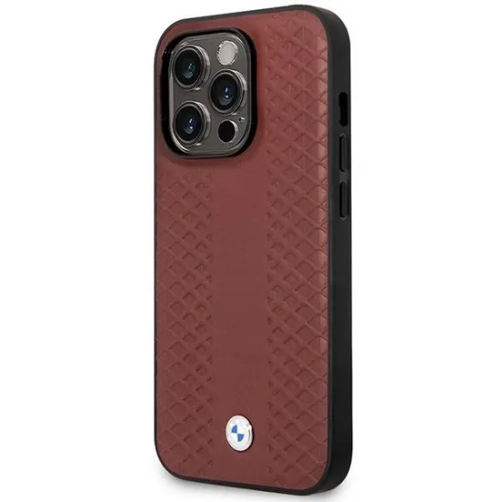 Case BMW BMHMP14L22RFGR iPhone 14 Pro 6.1&quot; Burgundy/burgundy Leather Diamond Pattern MagSafe