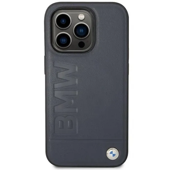 Case BMW BMHMP14LSLLNA iPhone 14 Pro 6.1&quot; navy/navy hardcase Leather Hot Stamp MagSafe