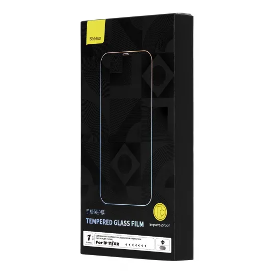 Baseus Full Screen Tempered Glass for iPhone 11 / XR with Speaker Cover 0.4mm + Mounting Kit