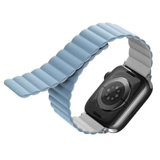 Uniq Band Revix Apple Watch Serie 4/5/6/7/8/SE/SE2/Ultra 42/44/45/49mm. Wendemagnet weiß-blau/weiß-blau