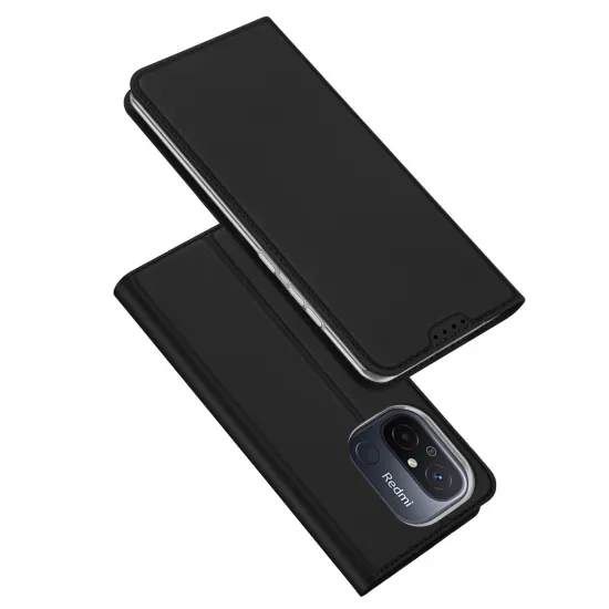 Dux Ducis Skin Pro Case For Xiaomi Redmi 11A / Poco C55 / Redmi 12C Cover Flip Card Wallet Stand Black