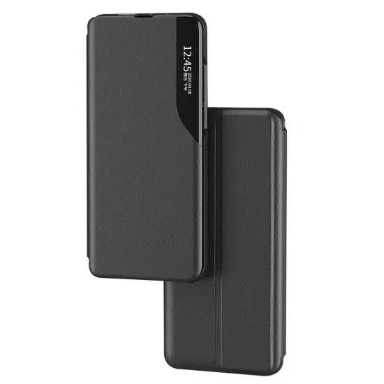 Eco Leather View Case cover for Samsung Galaxy A24 4G with a flip stand black