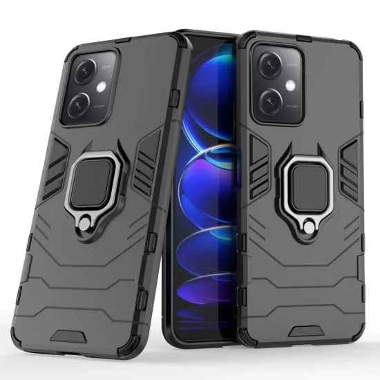 Ring Armor Case for Xiaomi Redmi Note 12 5G / Poco X5 5G Armor Cover Magnetic Holder Ring Black